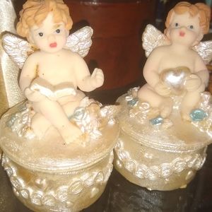 Set of mini Angel cherub mini containers